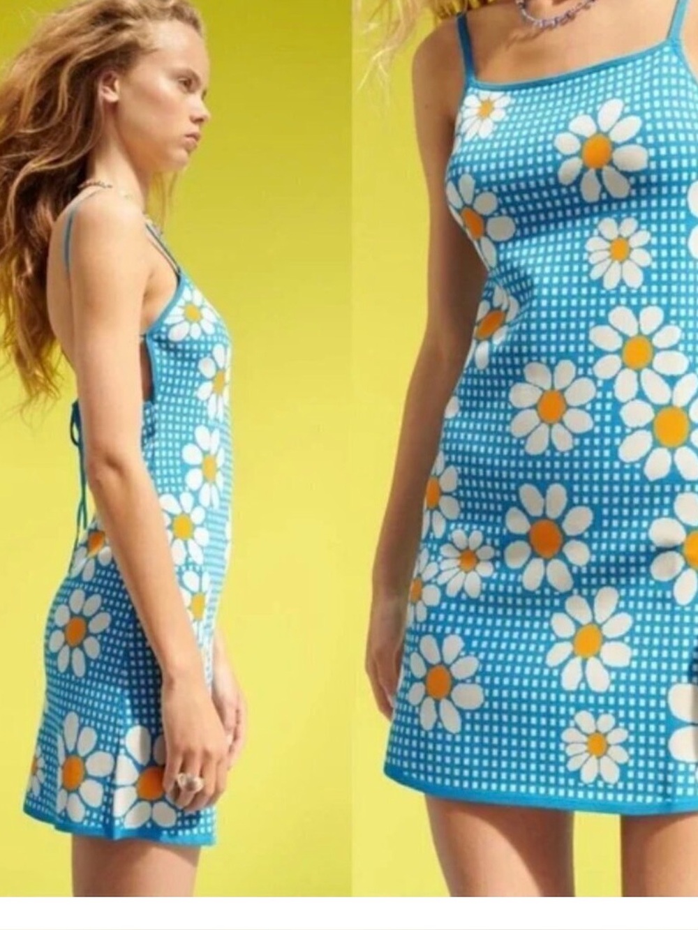 Zara Blue Daisy-Print Mini Dress